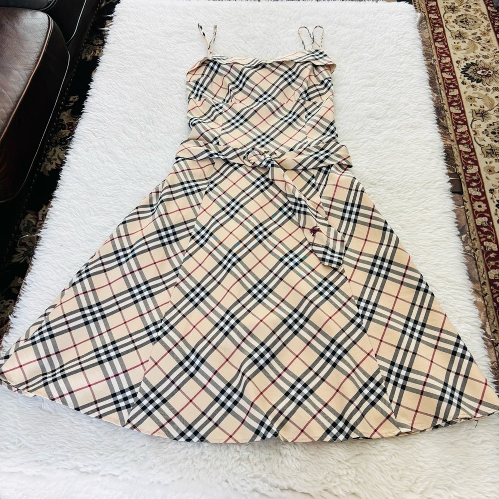 Burberry Beige Nova Check Spaghetti Strap Dress